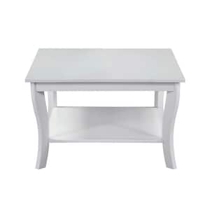 American Heritage 30 in.(L) White 18 in.(H) Square Wood Coffee Table with Two Tiers