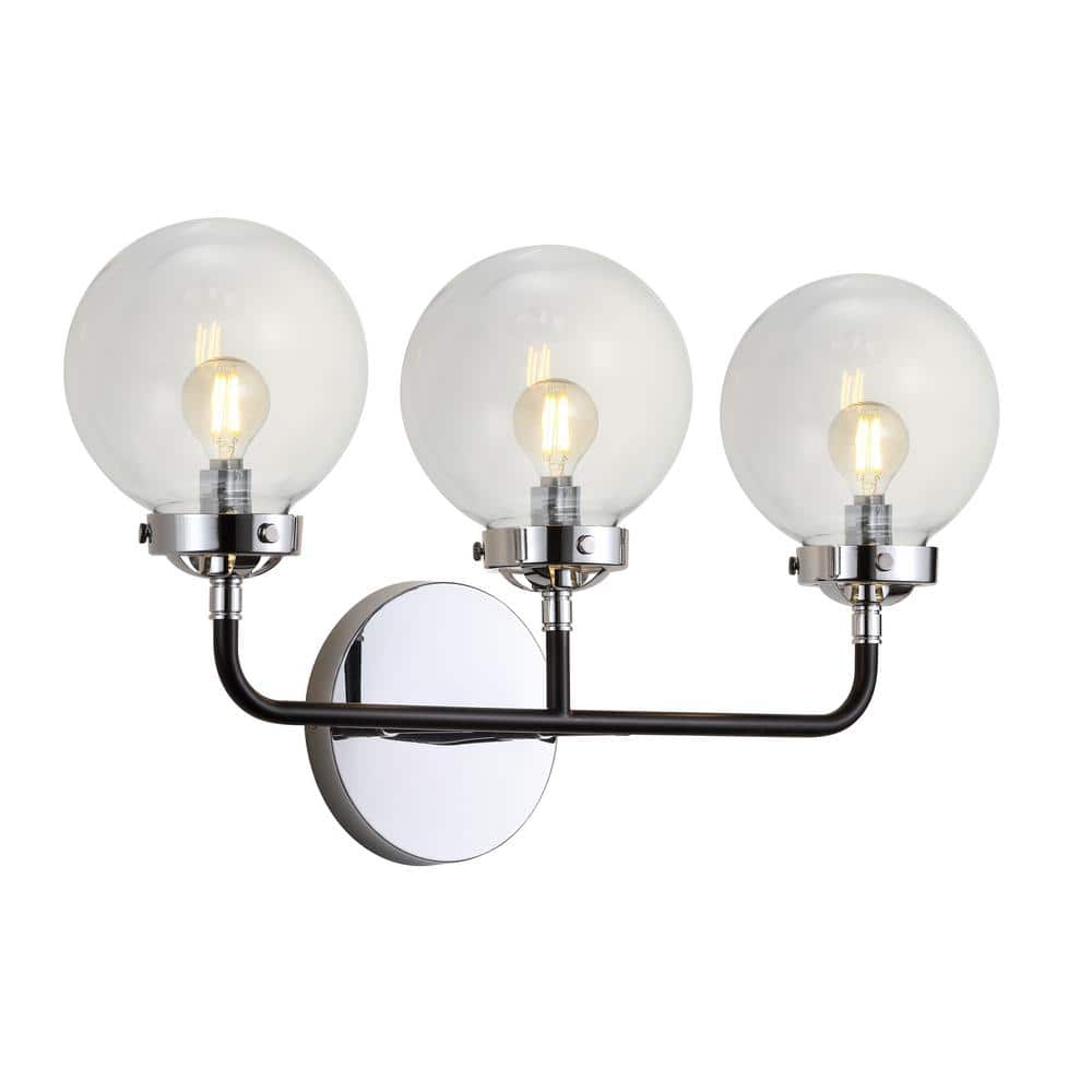 Caleb 22" Chrome and Black Globe Shade Wall Sconce