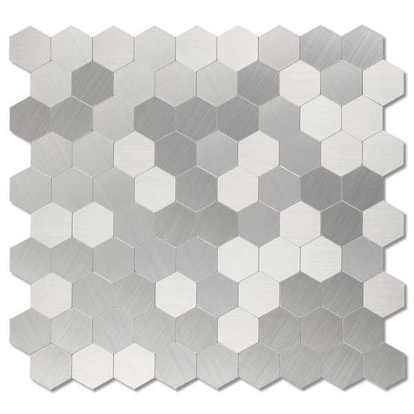 Yipscazo Metal Collection Stainless 12 in. x 12 in. PVC Peel and Stick Tile (5 sq. ft./5-Sheets)