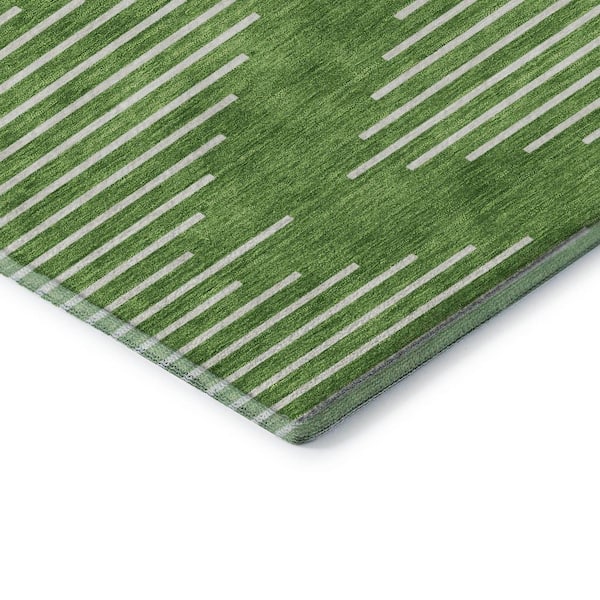 Mayfield Premium Machine Washable Abstract AMF1016 Green 3 ft. x 5 ft. Area Rug