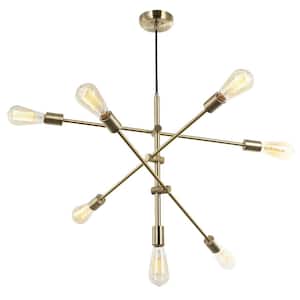 7-Light Aged Brass Pendant with No Shades