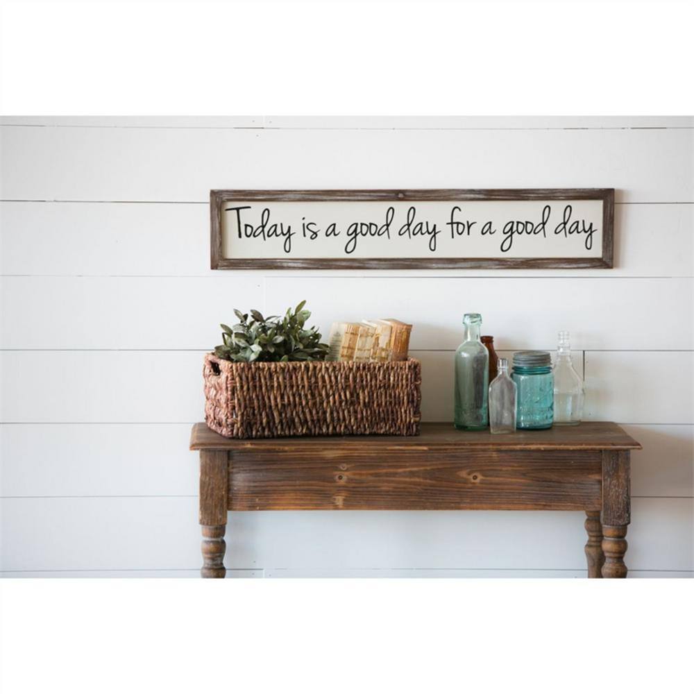 Today is a Good Day White and Brown Wooden Wall Art