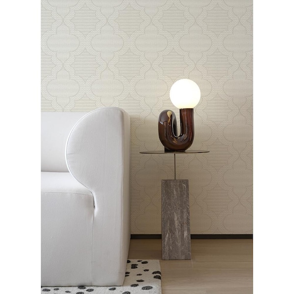 Ernest Taupe Quilted Quatrefoil Wallpaper