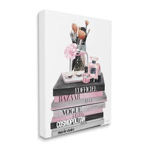 "Fashion Accessories Glam Magazine Book Stack" by Ziwei Li Unframed Abstract Canvas Wall Art Print 24 in. x 30 in.