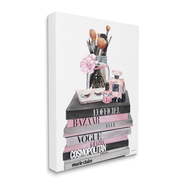 Stupell Industries "Fashion Accessories Glam Magazine Book Stack" by Ziwei Li Unframed Abstract Canvas Wall Art Print 24 in. x 30 in.