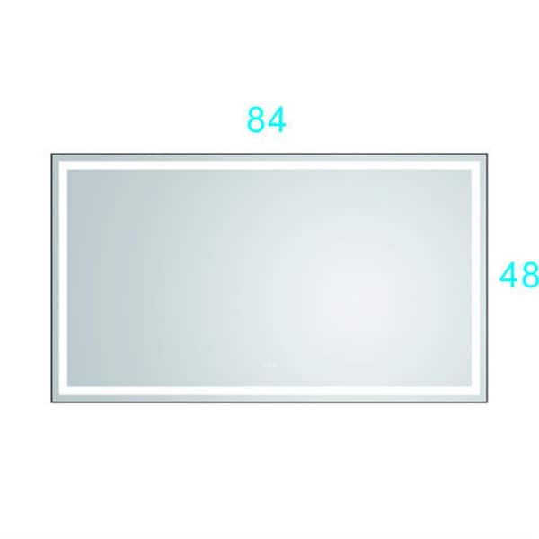 Unbranded 48 in. W x 84 in. H Large Rectangular Frameless Anti-Fog Wall Bathroom Vanity Mirror in Silver