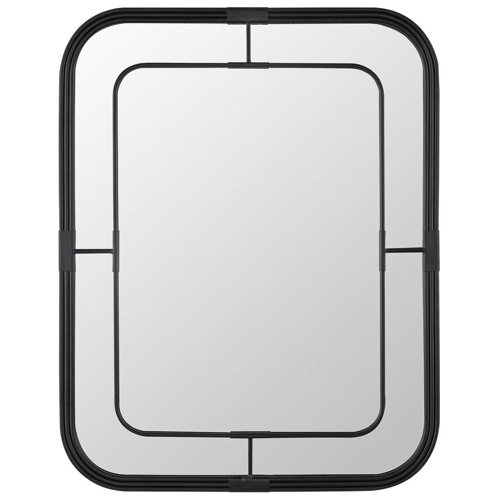 Safavieh 31.69" Black Rectangular Wood Wall Mirror