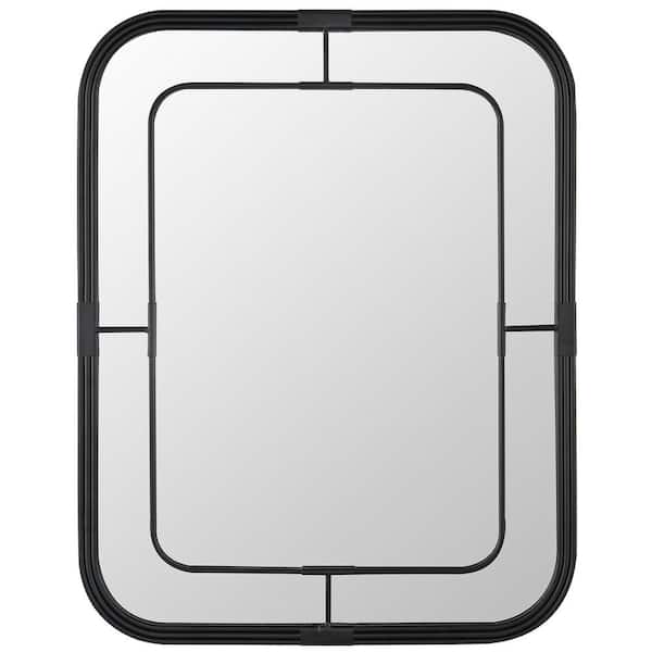 SAFAVIEH Silter 22 in. W x 28 in. H Iron Rectangle Modern Black Solid Frame Wall Mirror