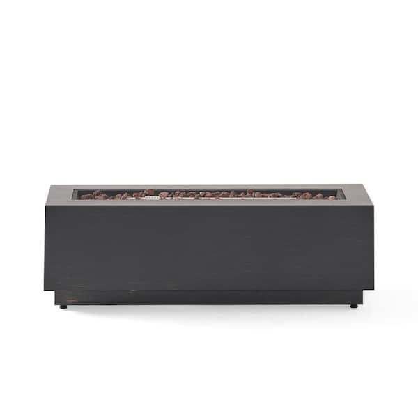 Zeus & Ruta 40 in. 50000 BTU Dark Gray Rectangle Propane Outdoor Fire Pit Table for Outside Patio