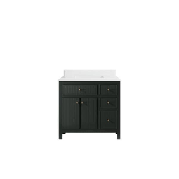 Willow Collections Sonoma 36 in. W x 22 in. D x 36 in. H Single Sink Bath Vanity Center in Dark Green with Cove Edge White Quartz Top