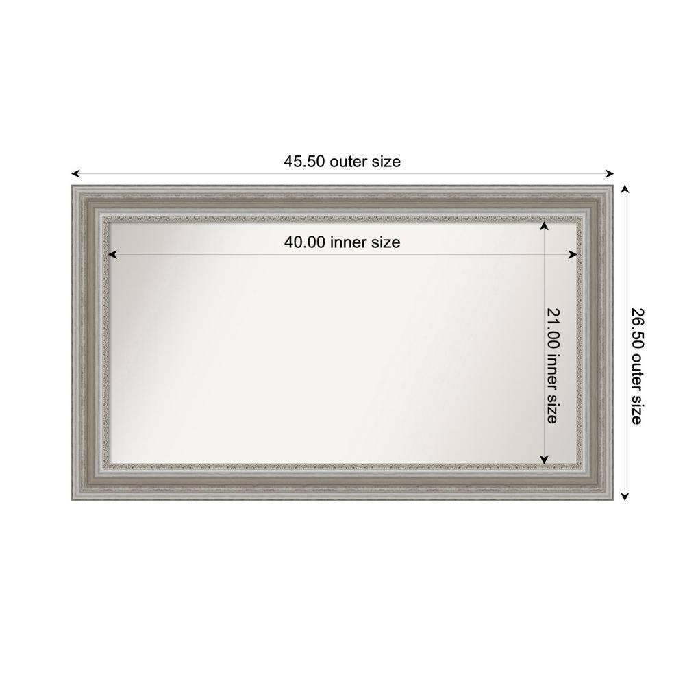 Parlor Silver 45.5 in. x 26.5 in. Custom Non-Beveled Recycled Polystyrene Framed Bathroom Vanity Wall Mirror price history on PriceWatchPro