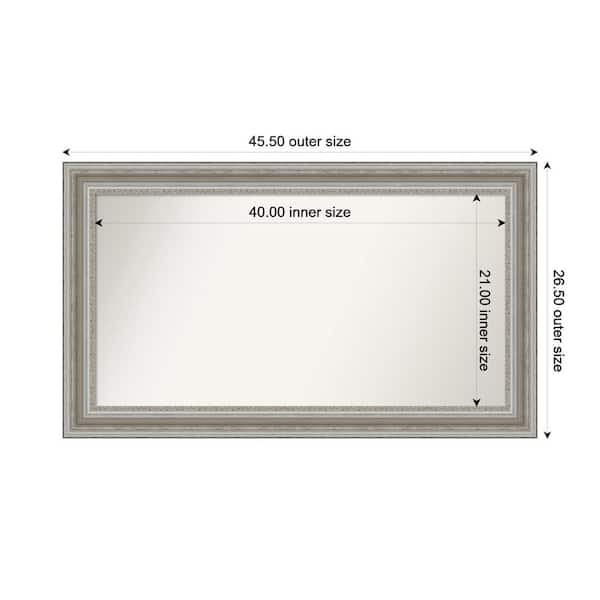 Amanti Art Parlor Silver 45.5 in. x 26.5 in. Custom Non-Beveled Recycled Polystyrene Framed Bathroom Vanity Wall Mirror