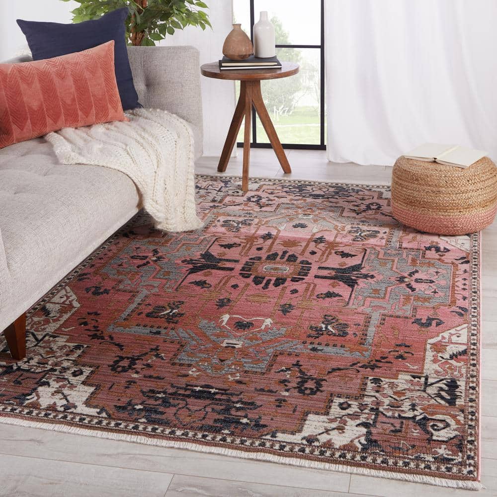 Reversible Gray Medallion 8' x 10' Synthetic Area Rug