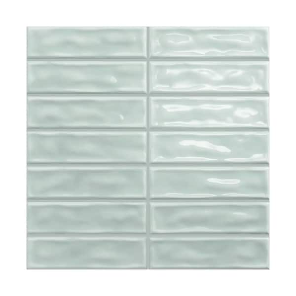 Giorbello Spanish Lineas Ceramic 8 in. x 8 in. x 8mm Wall Tile Sample - Fern Sage