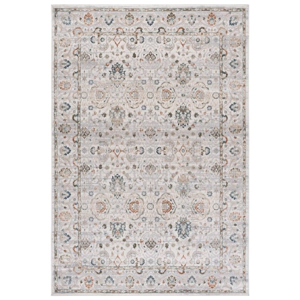 Maven 9 ft. x 12 ft. Ivory/Gray Blue Ornate Border Area Rug