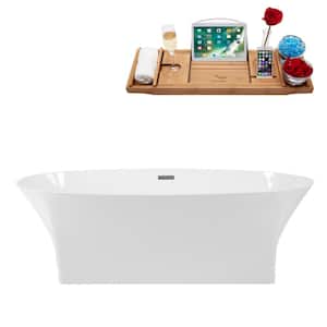 66.9 in. Solid Surface Resin Flatbottom Non-Whirlpool Bathtub in Glossy White
