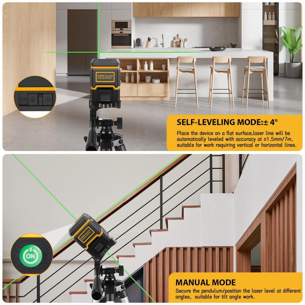 MYWISH 82 ft. Green Cross-Line Laser Level with Tripod Self-Leveling SF-LL0001