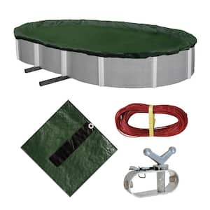 12-Year 15 ft. x 30 ft. Oval Forest Green Above Ground Winter Pool Cover