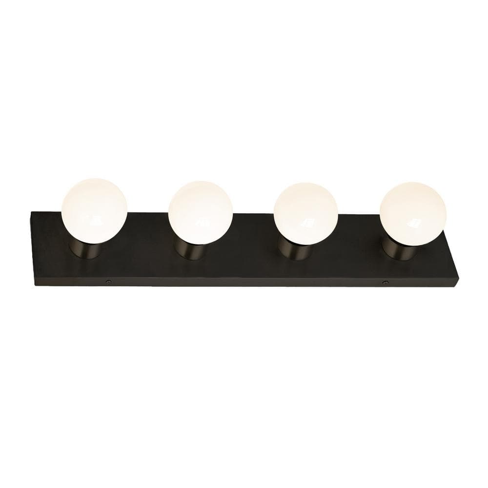 Matte Black 4-Light Dimmable Vanity Strip Light
