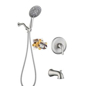 Single Handle 4-Spray Patterns Shower Faucet 2.5 GPM with Pressure Balance Anti Scald in Brushed Nickel