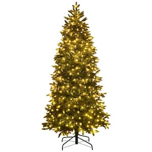 7 ft. Pre-Lit Artificial Christmas Tree, Realistic Hinged Xmas Tree