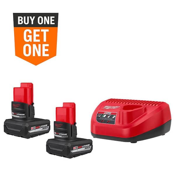 M12 12V Lithium-Ion XC High Output 5.0 Ah Battery Pack (2-Pack) Starter Kit with Charger