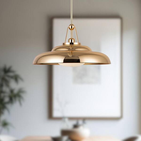 ALORA Palmetto 20 in. 1 Light 60-Watt Polished Brass/Glossy Opal