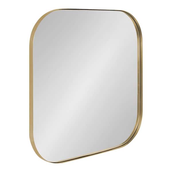 Kate and Laurel Rollo 24.00 in. H x 24.00 in. W Modern Square Gold Framed Accent Wall Mirror