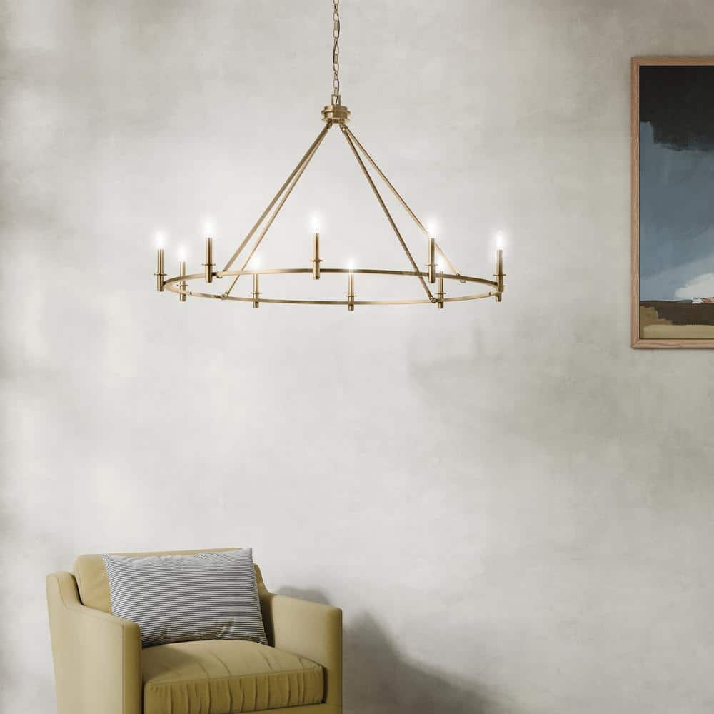 Carrick 54.25 in. 10-Light Champagne Bronze Traditional Candle Circle Chandelier for Dining Room price history on PriceWatchPro