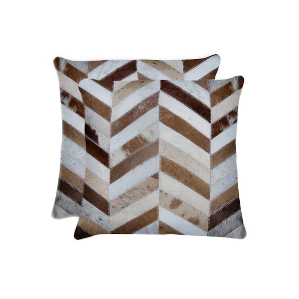 Josephine Brown Geometric Cotton 18 in. x 18 in. Throw Pillow (Set of 2)