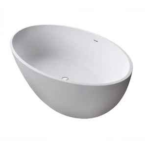Choice Stone 5.6 ft. Artificial Stone Center Drain Oval Bathtub in White