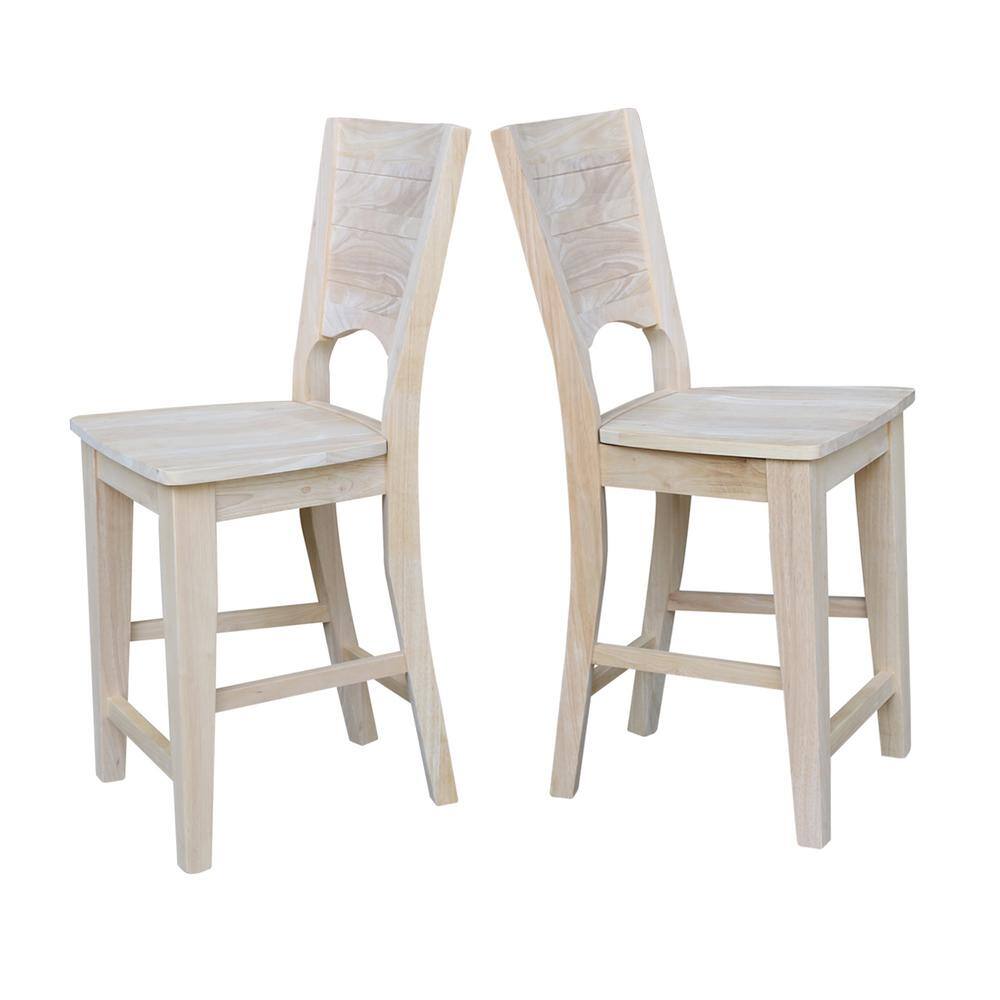 Rustic Farmhouse 24" Solid Wood Counter-Height Stool, Natural Finish