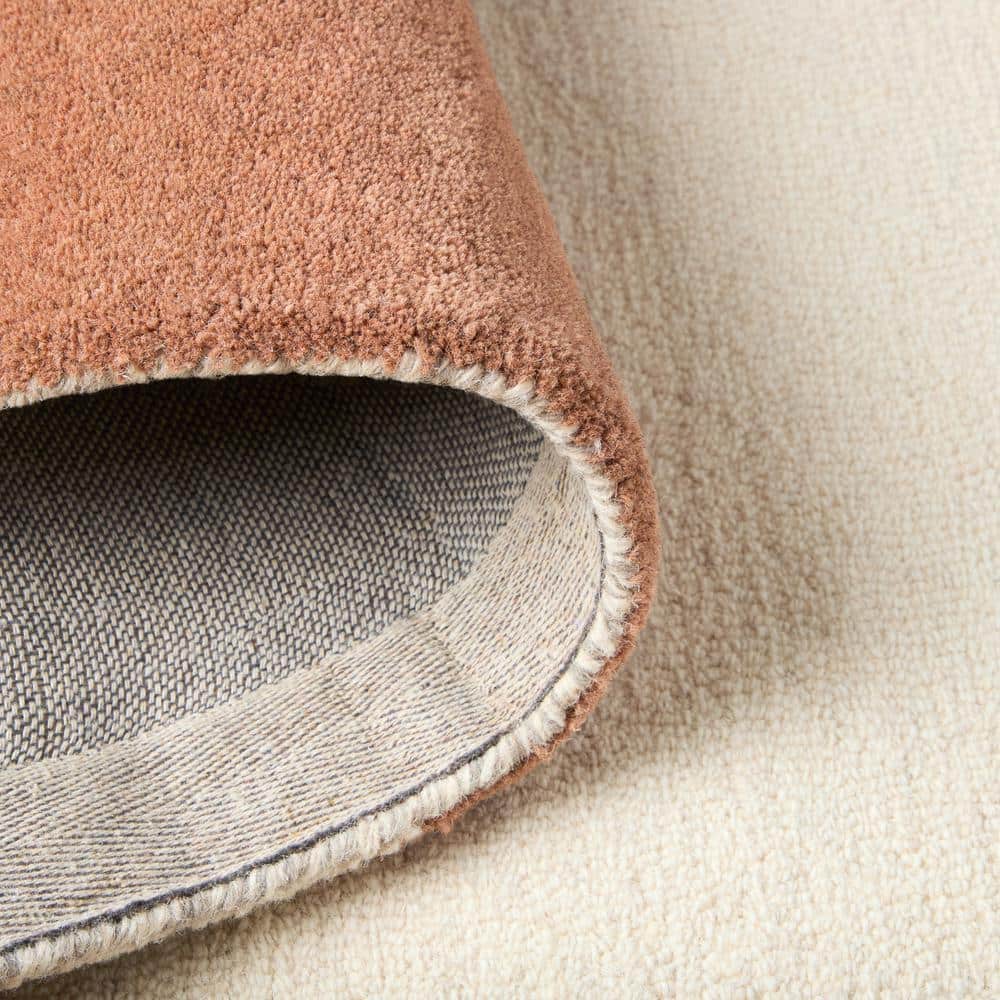 Beige and Rust Abstract Wool and Viscose 5' x 7' Area Rug