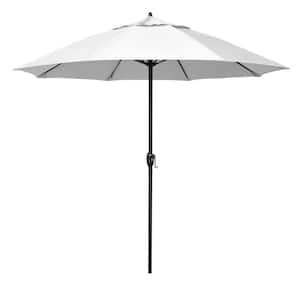 9 ft. Bronze Aluminum Market Patio Umbrella with Fiberglass Ribs and Auto Tilt in Natural Sunbrella