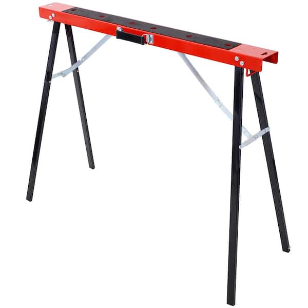 2-Piece Saw Horses, Folding Portable Work Horse, Convenient Handle in Red and Black