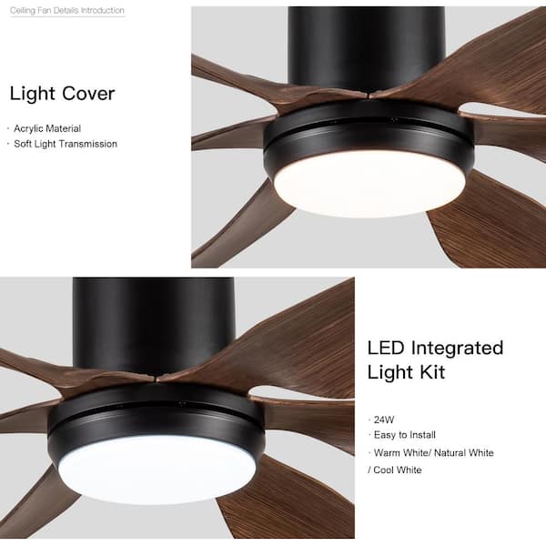 Atalanta 66 in. Smart Indoor Black Ceiling Fan with Dimmable Integrated Led and App Remote Control for Living Room