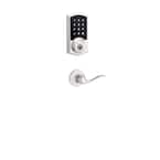Z-Wave SmartCode Touchscreen Satin Nickel Single Cylinder Keypad Electronic Deadbolt featuring Tustin Hall/Closet Lever