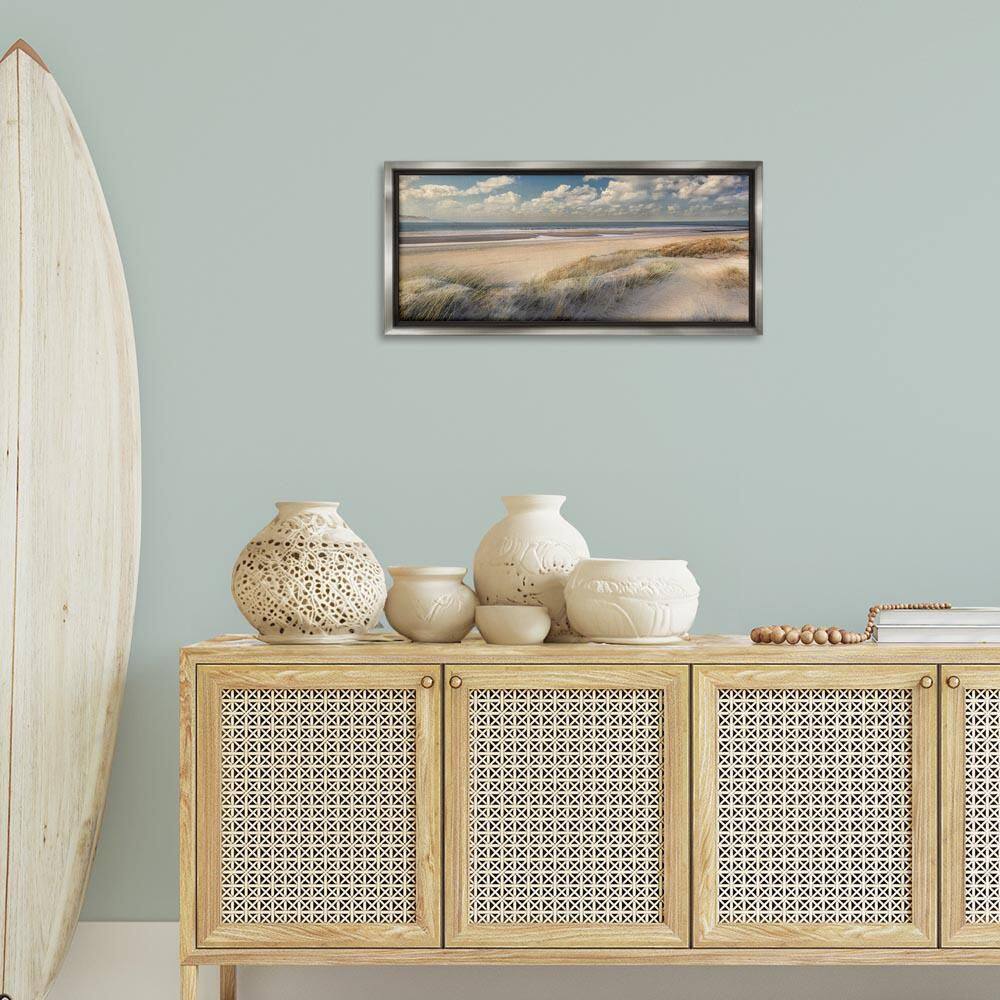 Rolling Clouds Beach Scenery by Mike Calascibetta Gray Floater Frame Nature Graphic Art Print 14 in. x 31 in. price history on PriceWatchPro