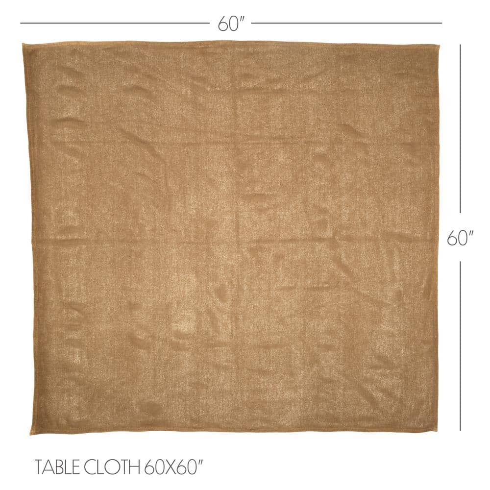 Tan Cotton Burlap Square Tablecloth 60 x 60