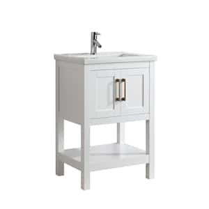 Alissa 24 in. W x 18.5 in. D x 35 in. H Bath Vanity in White with Porcelain Vanity Top in White with White Basin