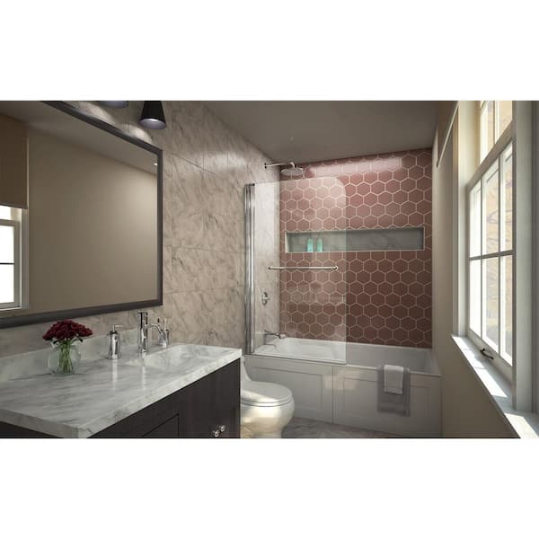 Aqua Swing 34 in. x 58 in. Semi-Frameless Hinged Tub Door in Chrome Aqua Swing 34 in. x 58 in. Semi-Frameless Hinged Tub Door in Chrome
