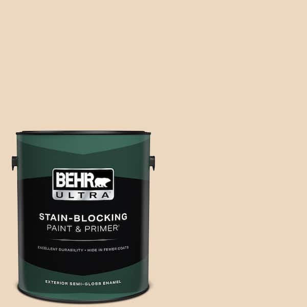 BEHR ULTRA 1 Gal. #PPU4-10A Sandy Beige Semi-Gloss Enamel Exterior Paint and Primer