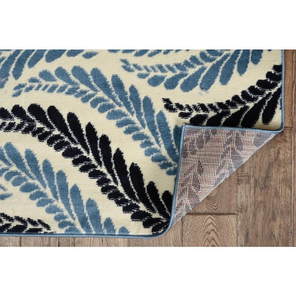 Kobe Bridger Bone and Blue 4 ft. 3 in. x 7 ft. 3 in. Area rug