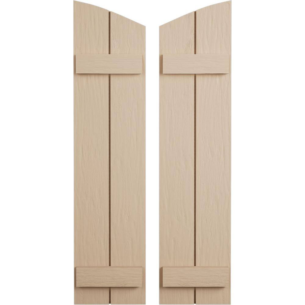 11 in. x 56 in. Polyurethane Rough Sawn 2-Board Joined Board-n-Batten Elliptical Top Shutters, Primed Tan price history on PriceWatchPro