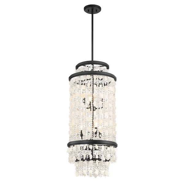 Minka Lavery Shimmering Elegance 6-Light Quartz Crystal Sand Black Pendant Light with No Bulbs Included