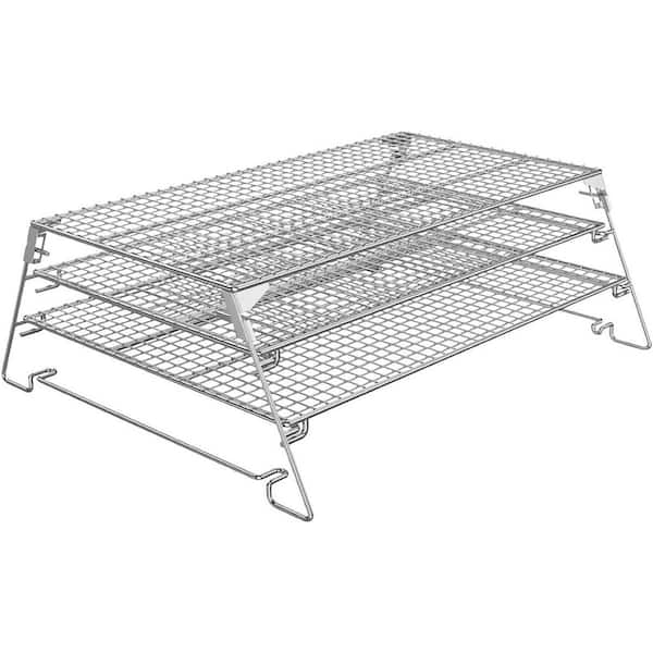 Foldable Sliding 3 Tier Stainless Steel Jerky Rack Warming Rack Extension Cooking Space for Pellet Gas Grills