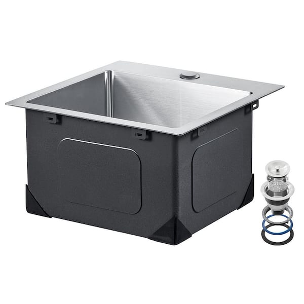 15 in. Kitchen Sink Workstation, 304 Stainless Steel Drop-In Single Bowl, Farmhouse Basin with Accessories, 2025 Update