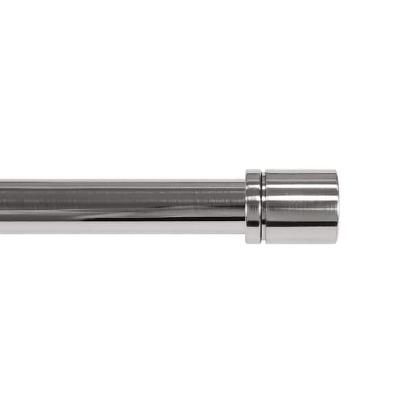 72 in. - 144 in. Telescoping 1 in. Single Rod Set Deco Bracket in Brushed Nickle with Elevated Cap Finial
