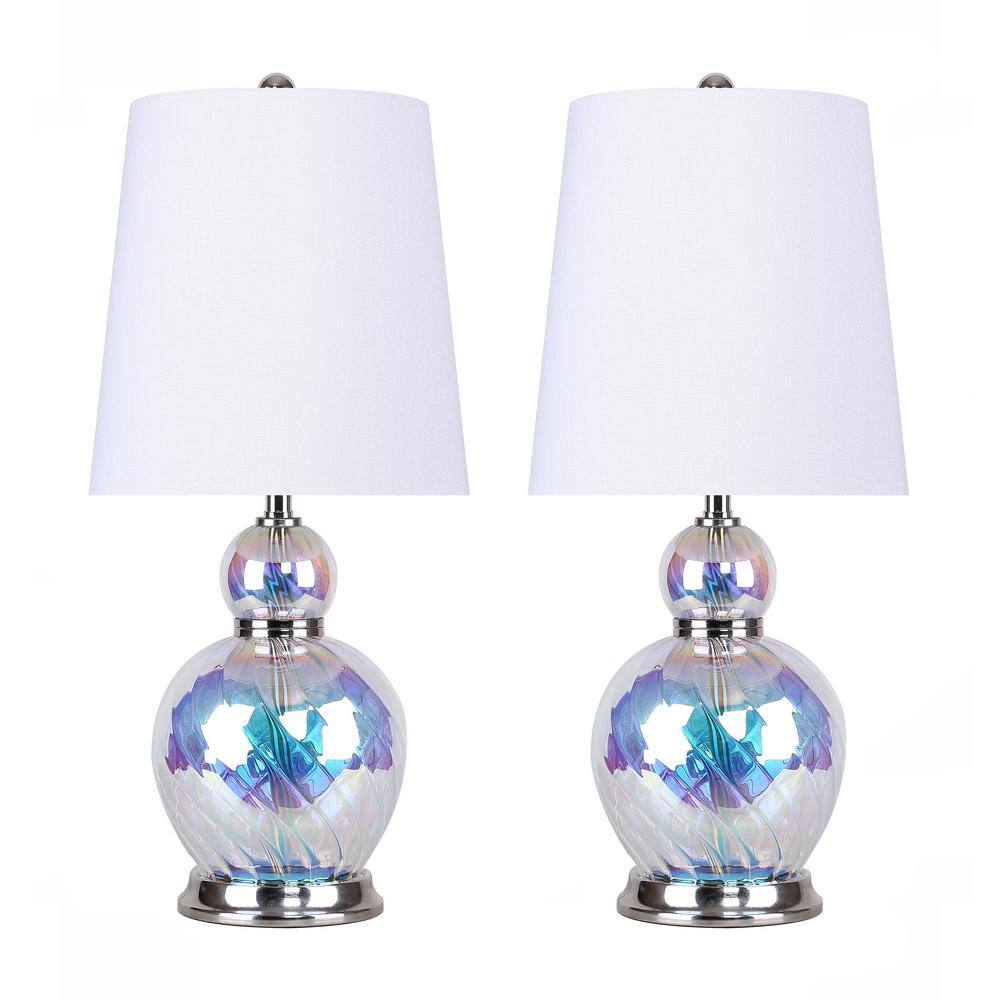 GRANDVIEW GALLERY 19 in. Iridescent Glass Accent Lamp with Vase