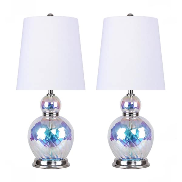 GRANDVIEW GALLERY 19 in. Iridescent Glass Accent Lamp with Vase ...